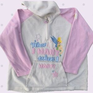 Vintage Disney Tinker Bell hooded sweatshirt quarter-zip fleece 2XL / 3XL